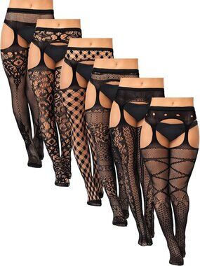 Plus Size Fishnet Tights - 6 Pairs, Stylish & Comfortable Hosiery for Curvy